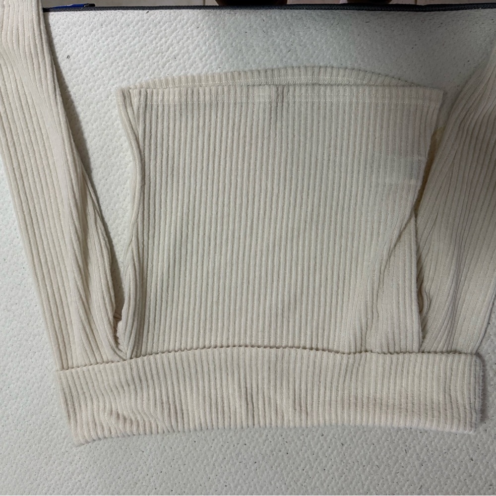 SHEIN Cream Ribbed Knit Top